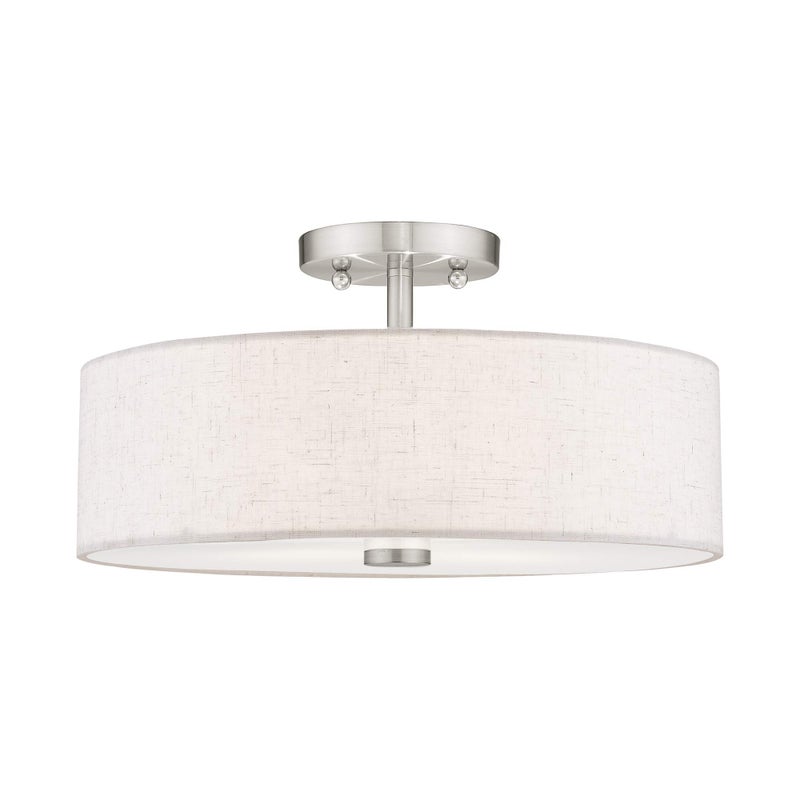 Livex Lighting 52135-91 Meridian 3 Light Brushed Nickel Ceiling Mount - Image 4